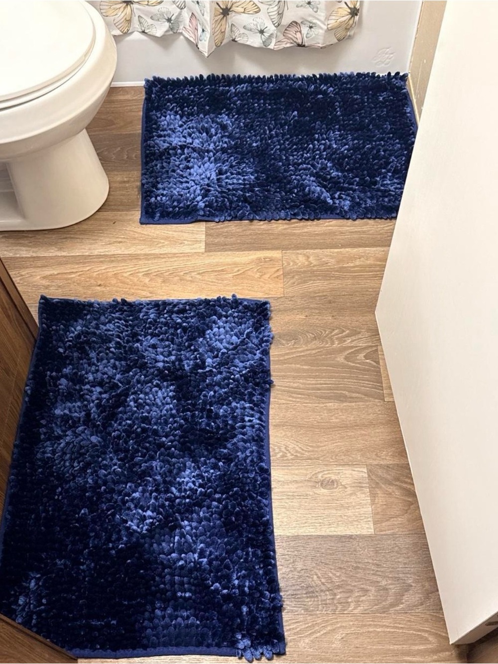 Amazon Navy Blue Plush Bathroom Rug Set - Deep Blue Shag Mats